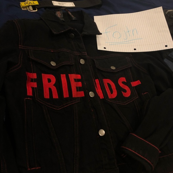 vlone jean jacket red